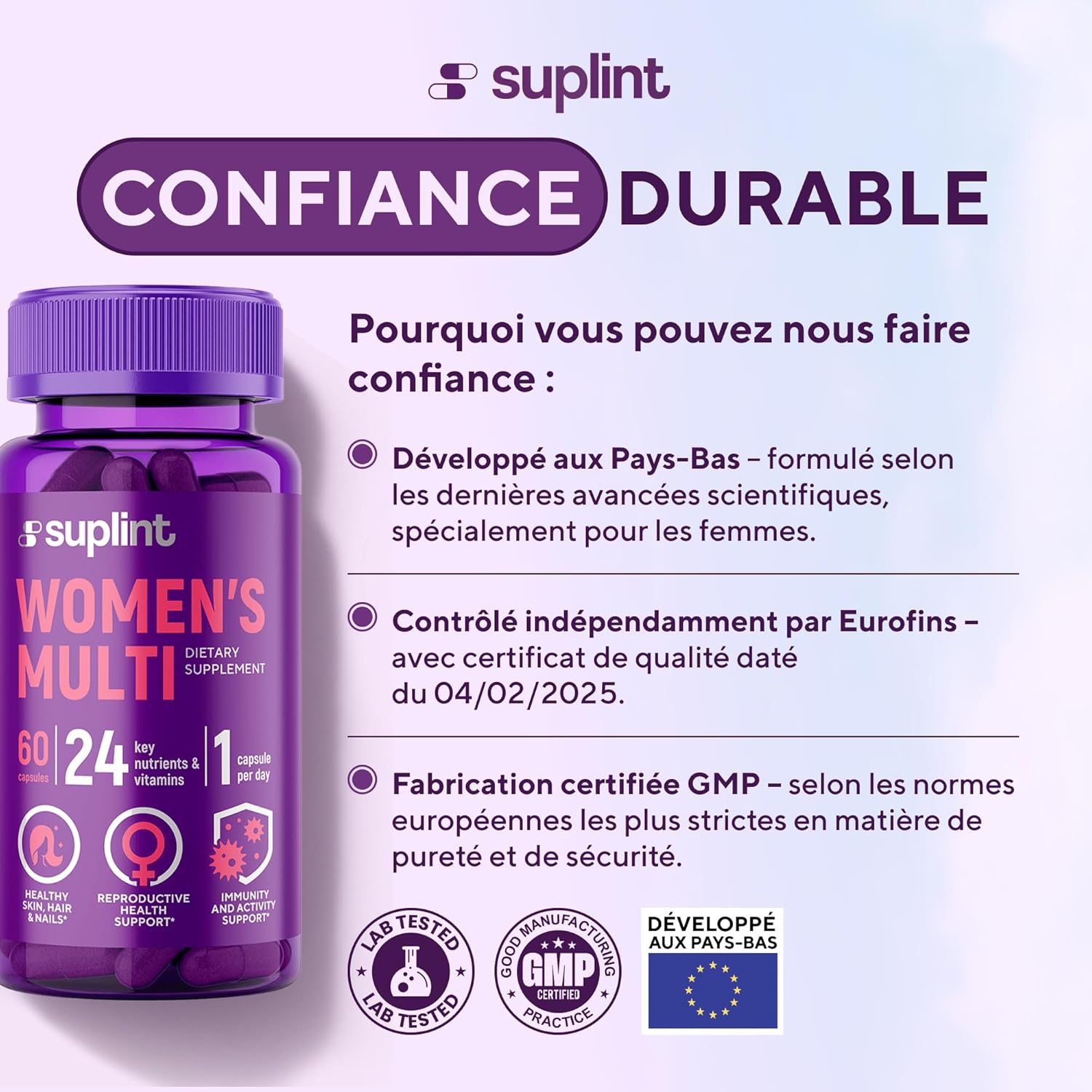 Women's High-Power Multivitamins - A-Z Complex with Vitamin B6, Iron, Zinc & Vitex - 60 Vegan Capsules - Premium Food Supplement with Multivitamins and Minerals - Image 3