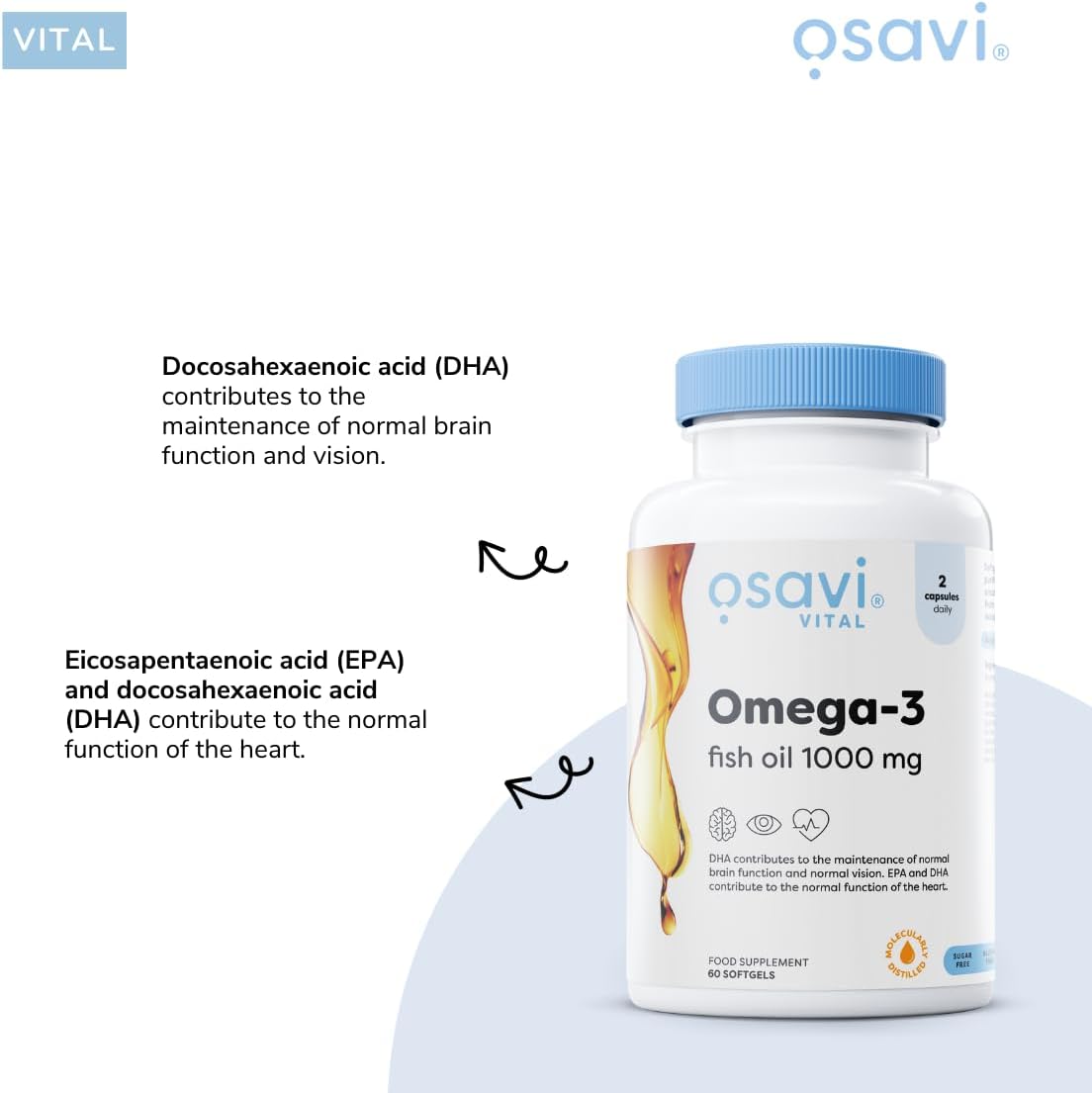 Osavi Omega-3 Fish Oil Molecularly Distilled, 1000mg (Lemon) - 120 softgels - Image 6