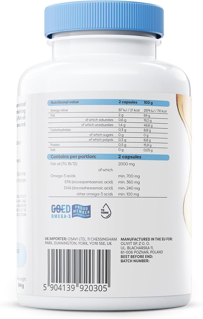 Osavi Omega-3 Fish Oil Molecularly Distilled, 1000mg (Lemon) - 120 softgels - Image 10