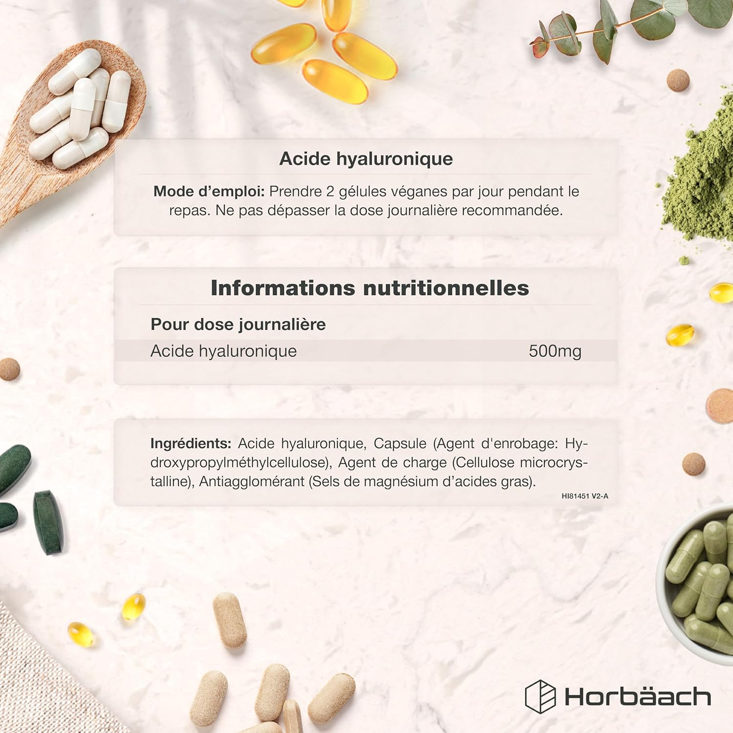 Hyaluronic Acid 800kDA | 90 Vegan Capsules | Hyaluronic Acid Capsules | High Dosed | Dietary Supplement Hair, Skin, Eyes & Joints | by Horbaach - Image 4