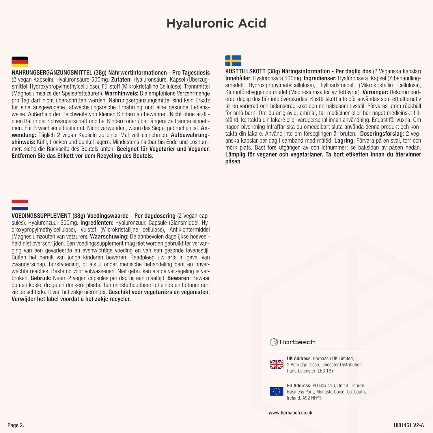 Hyaluronic Acid 800kDA | 90 Vegan Capsules | Hyaluronic Acid Capsules | High Dosed | Dietary Supplement Hair, Skin, Eyes & Joints | by Horbaach - Image 6