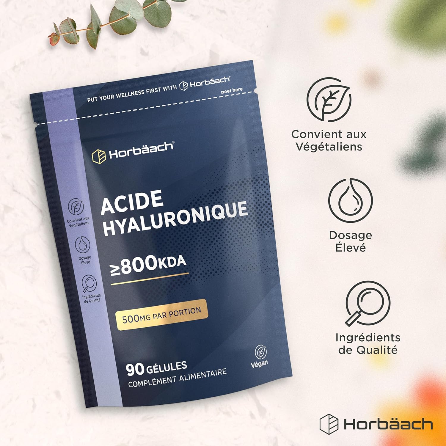 Hyaluronic Acid 800kDA | 90 Vegan Capsules | Hyaluronic Acid Capsules | High Dosed | Dietary Supplement Hair, Skin, Eyes & Joints | by Horbaach - Image 9