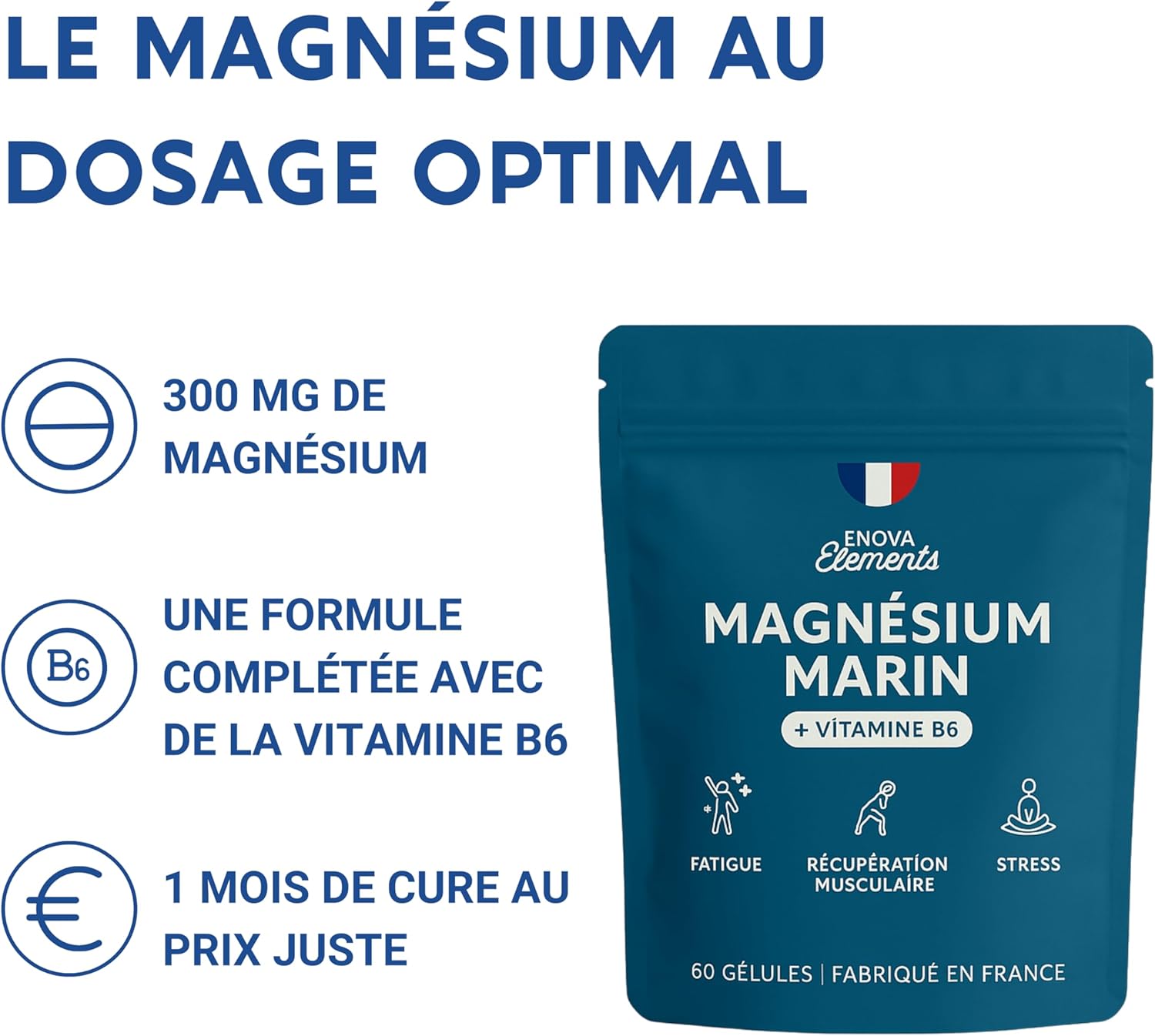 MARINE MAGNESIUM + Vitamin B6 | Up to 300 mg/day | Against fatigue, anti-stress, muscle recovery | Up to 6 months cure | Food supplement | Made in France - Image 4