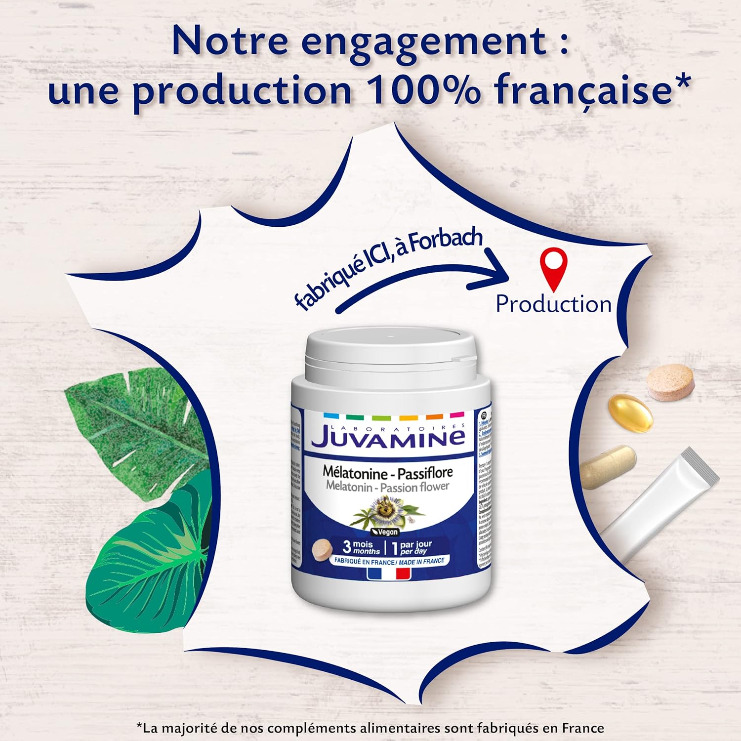 JUVAMINE Melatonin Passionine, Sleep, Triple Action, Relaxation, Easy Sleep, Repairing Sleep, 3 Month Program, 90 Tablets, Made in France - Image 7