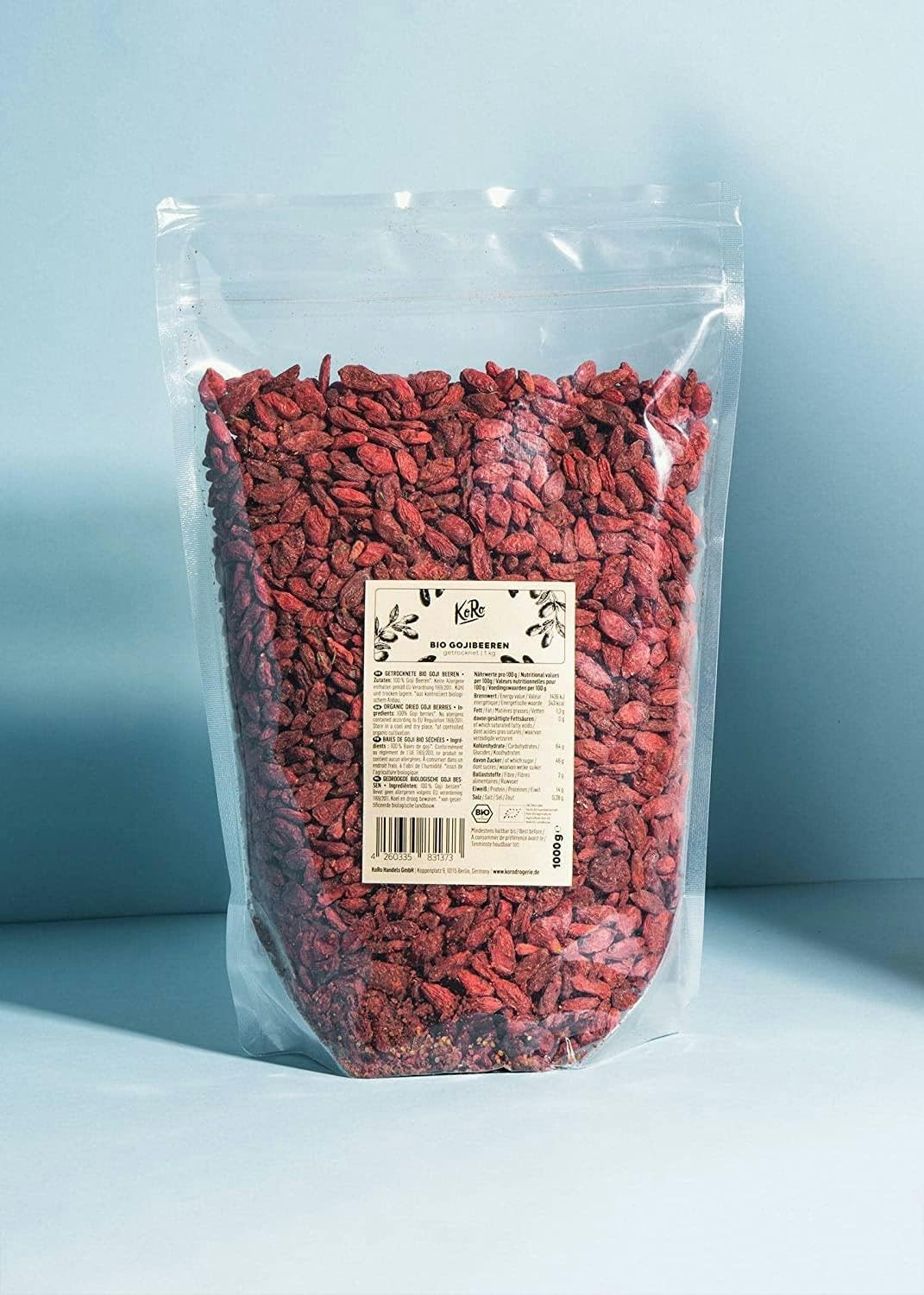 KoRo Organic Goji Berries 1kg - Natural Superfood, Dried Without Additives, Rich in Fiber and Protein, Ideal for Mueslis, Salads and Recipes - Image 4
