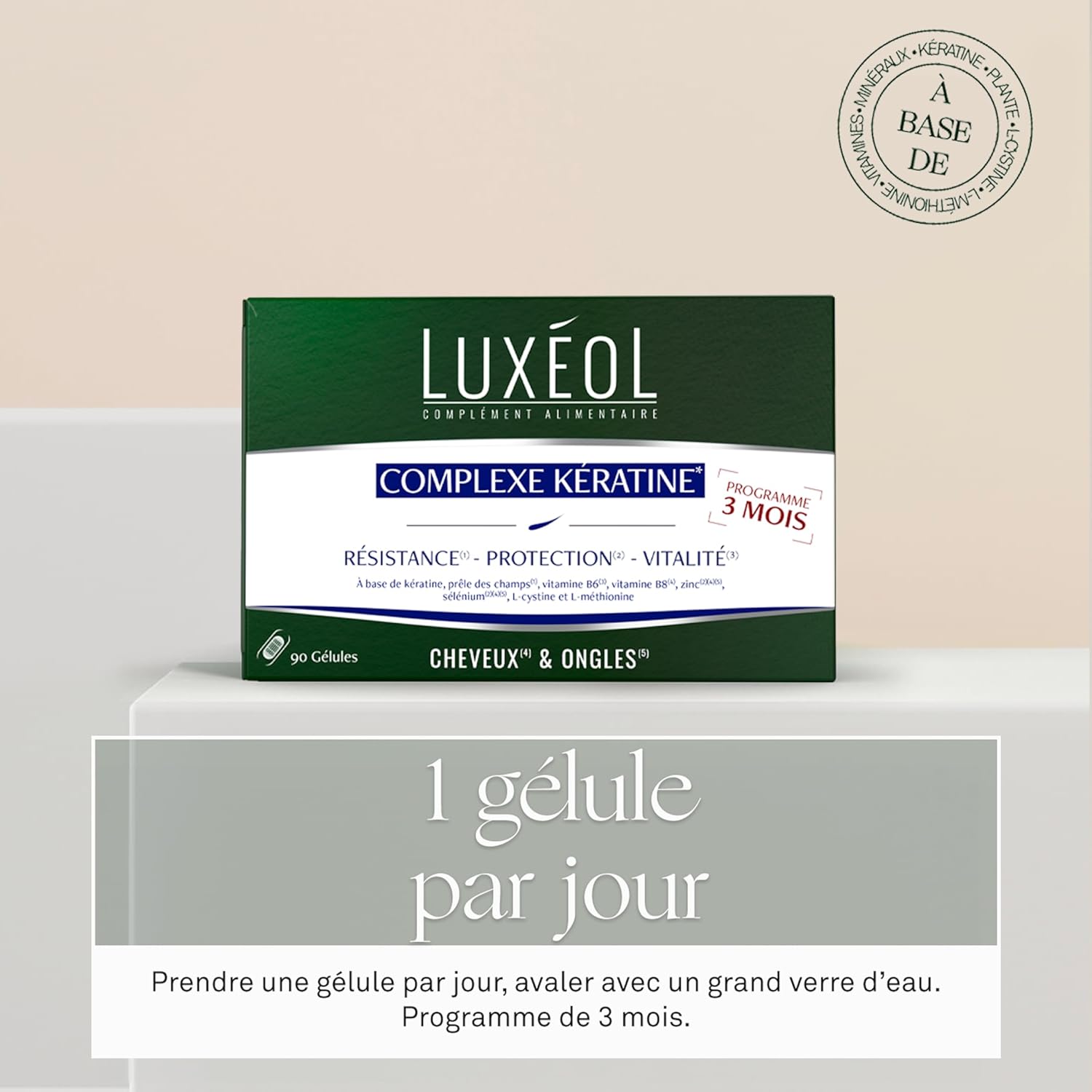 Luxéol - Keratin Complex - Food supplement - Resistance and Protection(1)- Hair and nails(2) - 90 capsules - 41g - Image 3