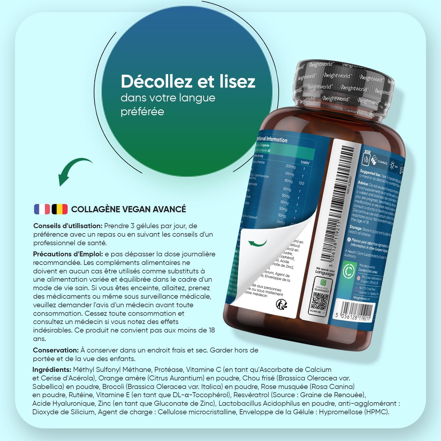 Vegan Collagen and Hyaluronic Acid 180 Vegan Capsules, 2 Month Supply with Multivitamins and Minerals Vitamin C, E, Zinc, MSM, Resveratrol, and Probiotic Lactobacillus Acidophilus - Image 5