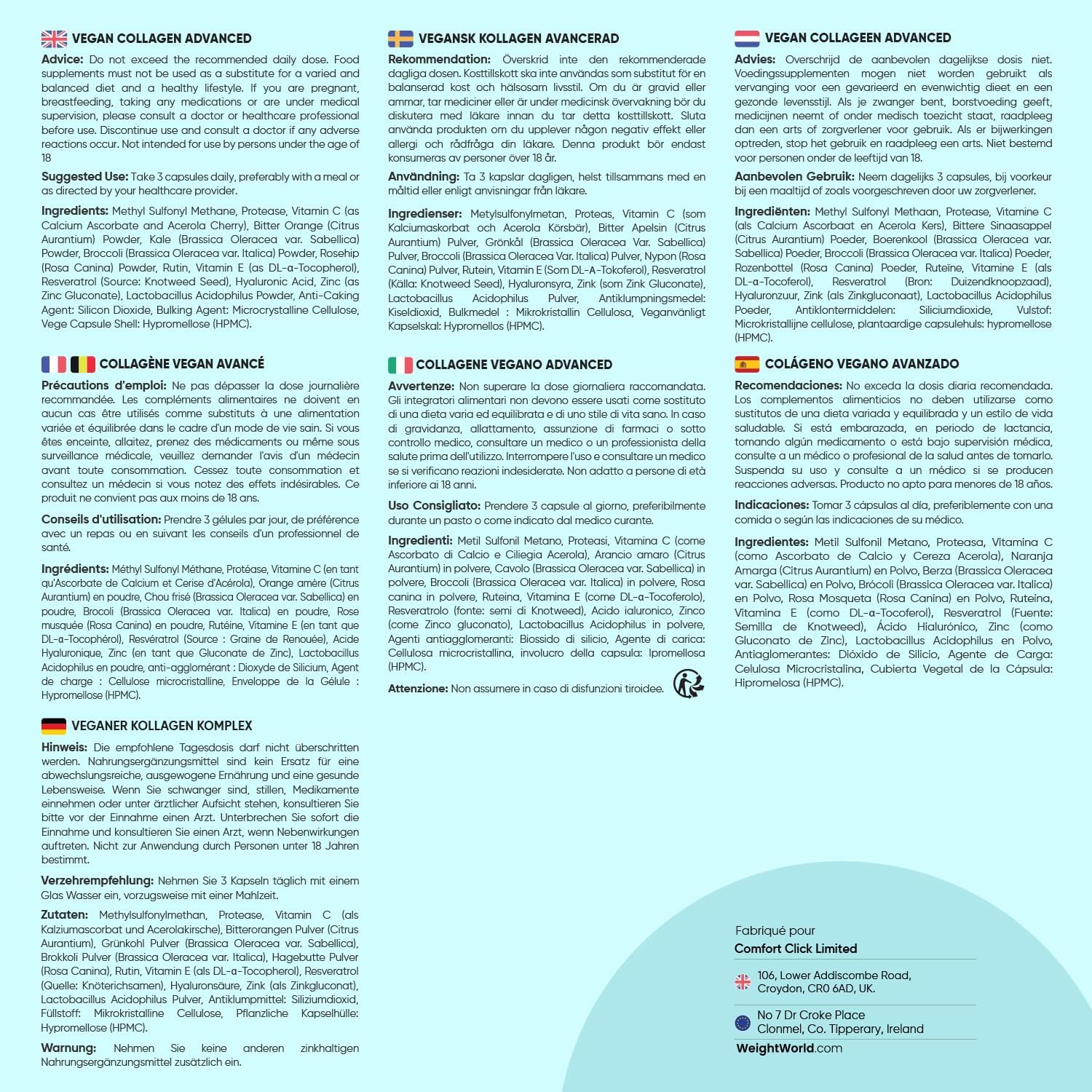 Vegan Collagen and Hyaluronic Acid 180 Vegan Capsules, 2 Month Supply with Multivitamins and Minerals Vitamin C, E, Zinc, MSM, Resveratrol, and Probiotic Lactobacillus Acidophilus - Image 6