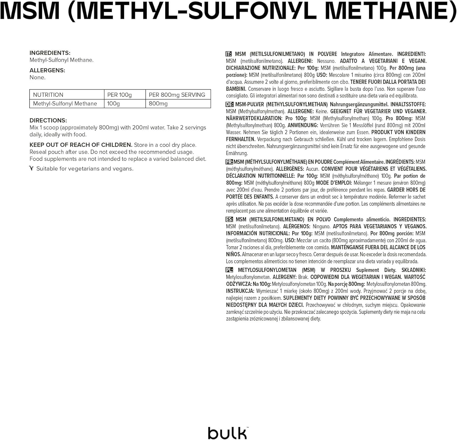 Bulk MSM Powder (Methyl Sulfonylmethane), 1 kg, Packaging May Vary - Image 3