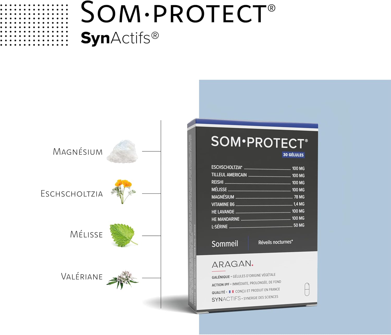 SomProtect - Sleep & Relaxation Supplement - Magnesium, Reishi, Eschscholtzi, Melisse, Vitamin B6 - Aragan - 30 Day Programme - Image 3