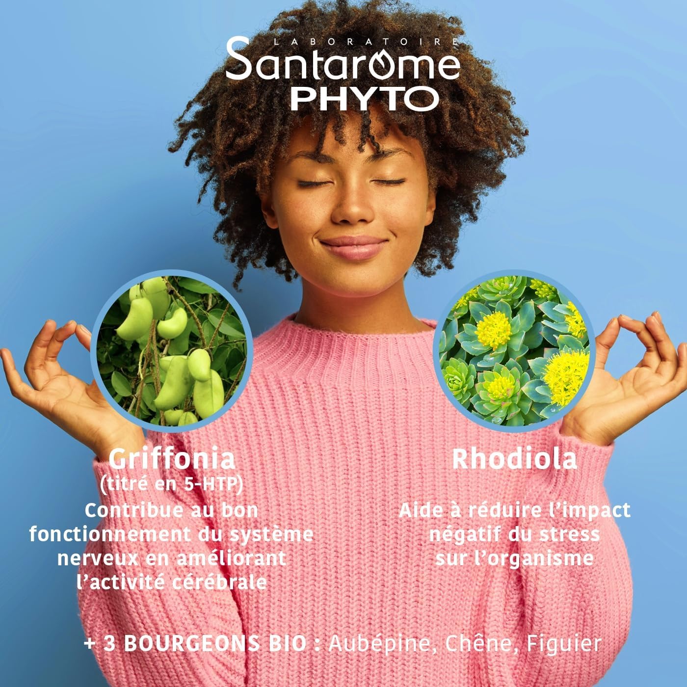 Santarome Griffonia Rhodiola Nervousness Supplement for Relaxation and Relaxation 5-HTP Titled 20 Ampoules Vegan Made in France - Image 6