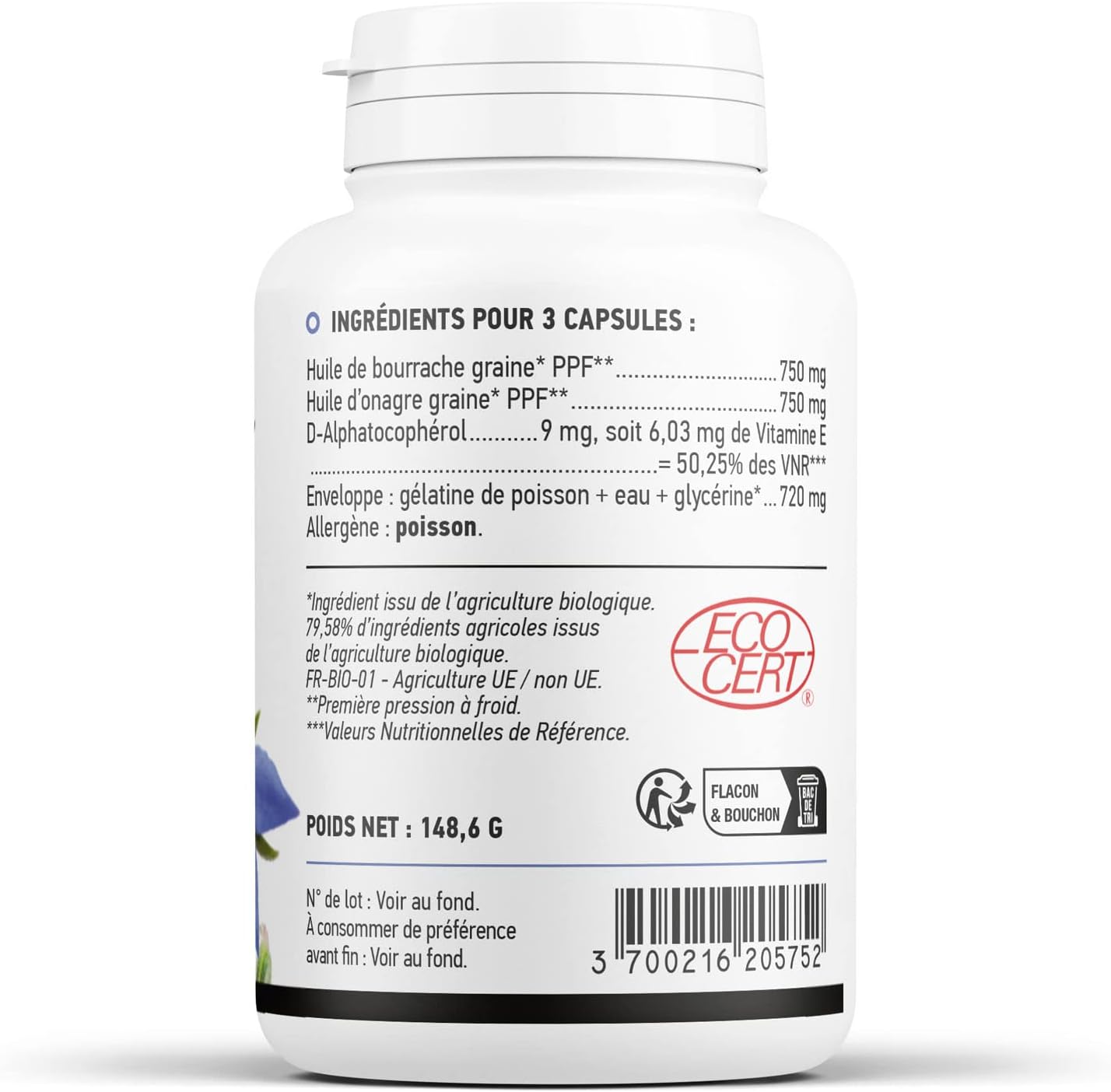 Organic Evening Primrose Borage 503 mg - 200 Marine Capsules - Image 4