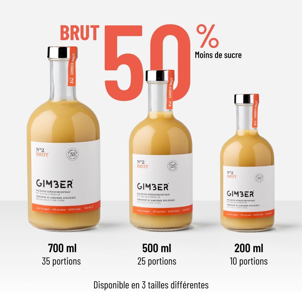 GIMBER N°2 700ml Brut - Organic Ginger Concentrate | 50% Less Sugar | Alcohol Free & Natural | Premium Organic Ginger Yuzu & Lemon Thyme Drink for Drinks & Cocktails - Image 6