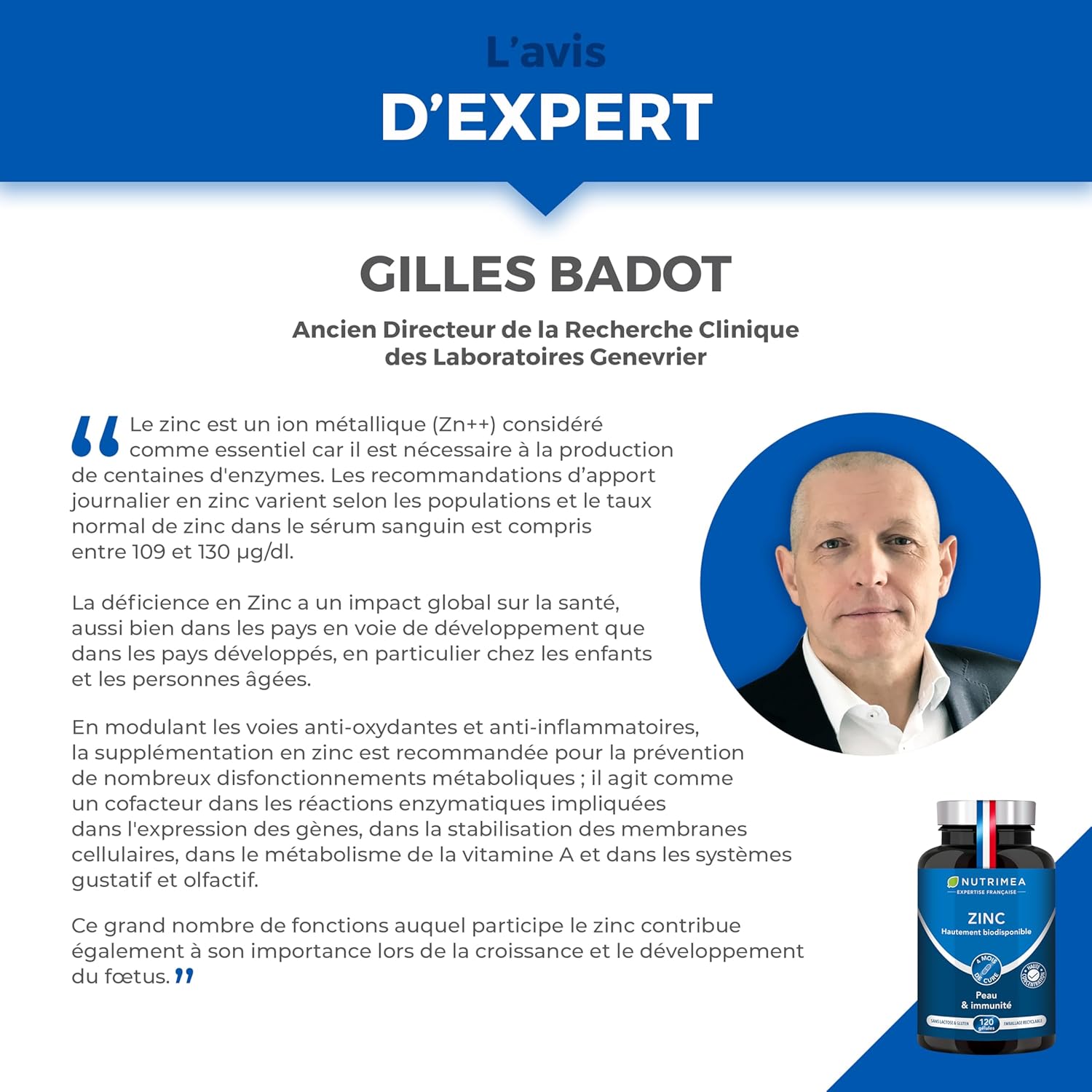 ZINC Citrate - 100% Pure Formula - High Absorption - Helps Fight Acne - Provides 40 mg of Including 12.5 mg of Zinc Element (Zn) - 120 Vegan Capsules - Nutrimea - Made in France - Image 7