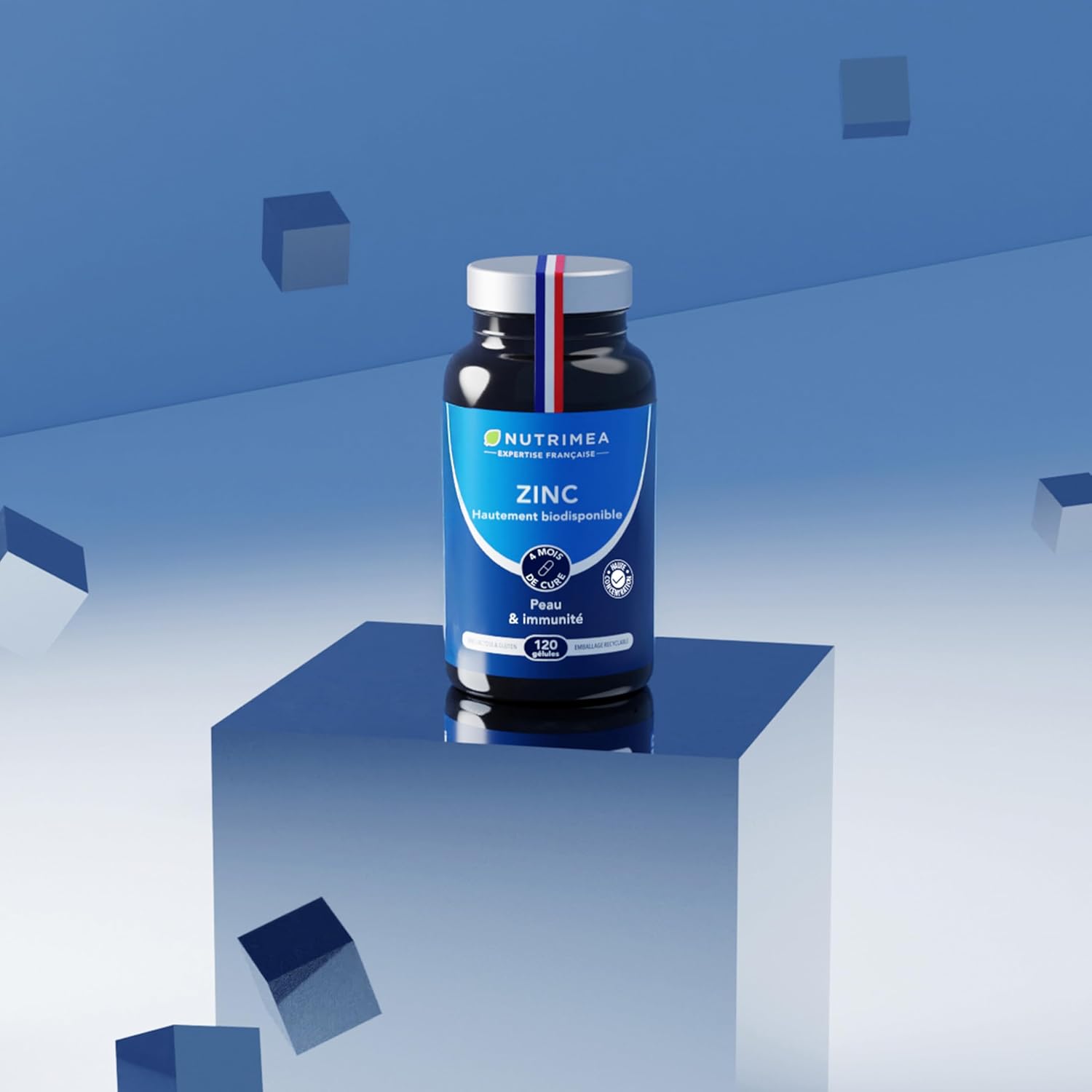 ZINC Citrate - 100% Pure Formula - High Absorption - Helps Fight Acne - Provides 40 mg of Including 12.5 mg of Zinc Element (Zn) - 120 Vegan Capsules - Nutrimea - Made in France - Image 8