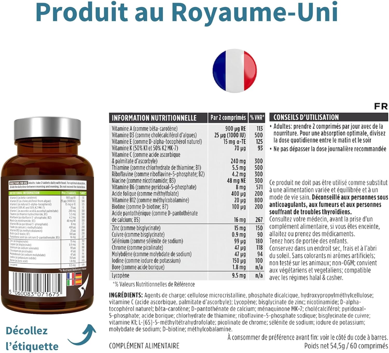 Multivitamins & Minerals for Men with Lycopene, Zinc, Vitamin D3, B6 & B12 Methylated for Energy, Immune & Heart Health, Slow Release, 60 Tablets - by Igennus - Image 7