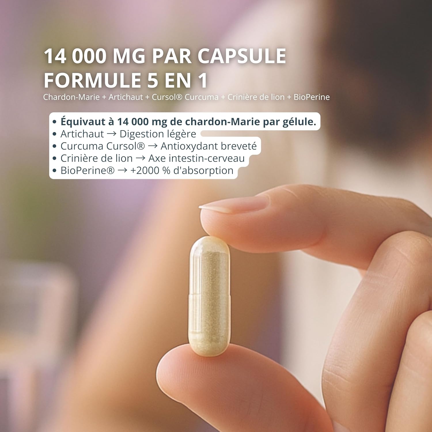 Organic Milk Thistle – 5x Plus Silymarin Active (213 mg, 80% Standardized) – Equivalent to 14,000 mg/capsule – 5-in-1 Formula with Artichoke, Turmeric Cursol, Lion's Mane, BioPerine – 270 Capsules - Image 3