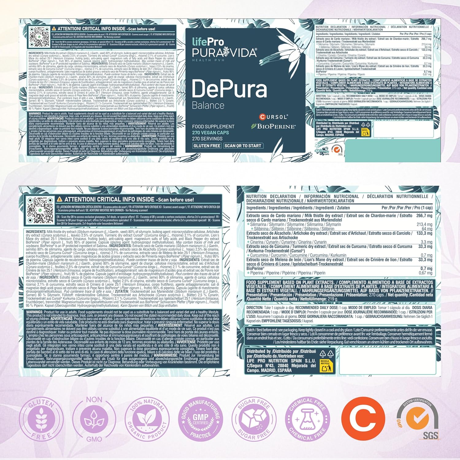 Organic Milk Thistle – 5x Plus Silymarin Active (213 mg, 80% Standardized) – Equivalent to 14,000 mg/capsule – 5-in-1 Formula with Artichoke, Turmeric Cursol, Lion's Mane, BioPerine – 270 Capsules - Image 12