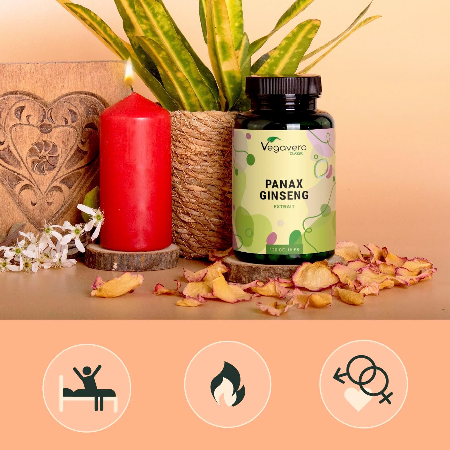 PANAX GINSENG Red + Korean | 120 Capsules | Extra Strength: 4800 mg/day | Anti Stress + Concentration + Energy Booster | 20% Ginsenosides | No Additives & Vegan | Vegavero - Image 4