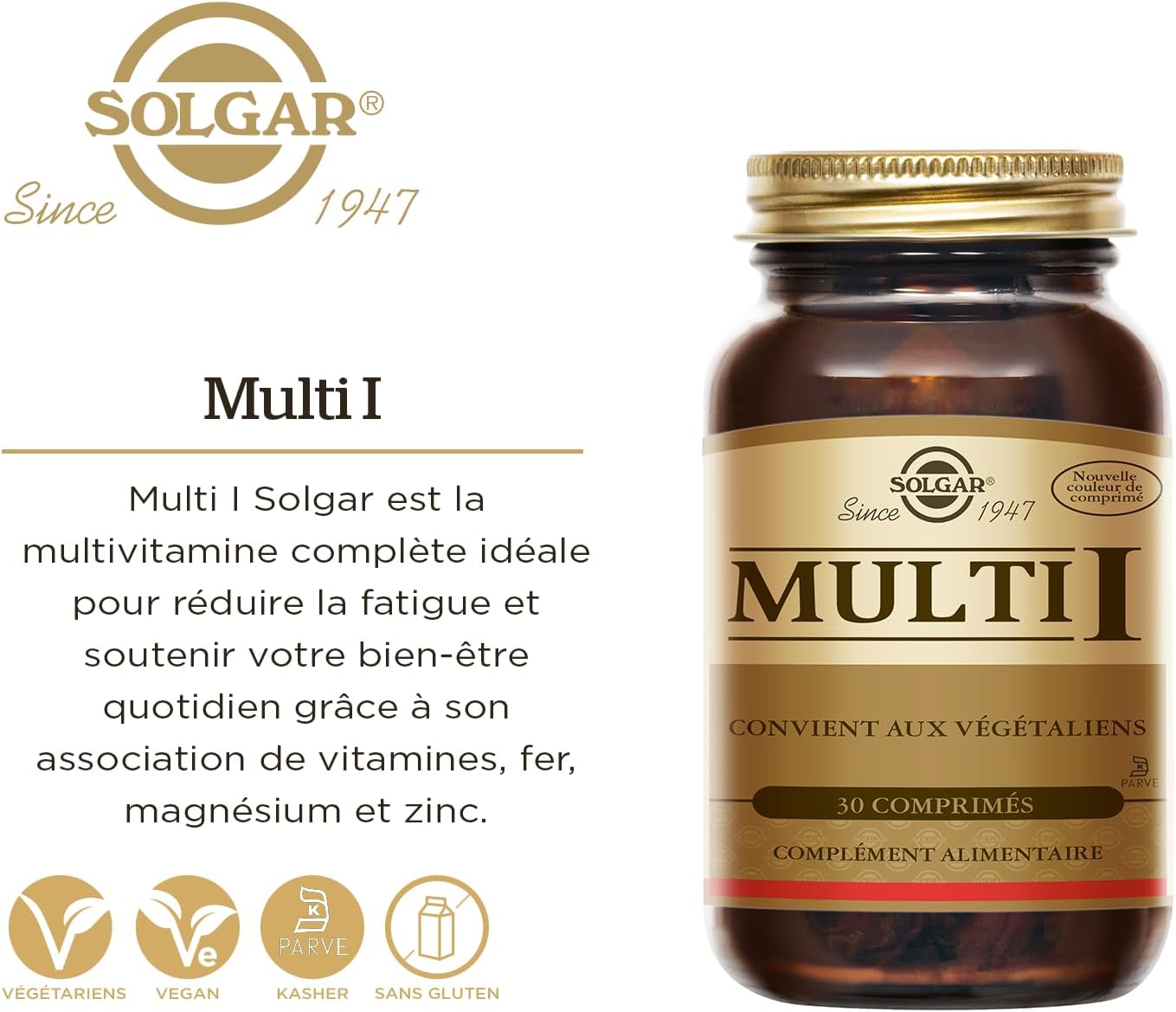 Solgar Multi I - Complete Multivitamin - Fatigue Reduction - Iron, Magnesium, Vitamins, Zinc, Minerals - Vitality and Energy - Food Supplement - Bottle of 30 Tablets - Image 5
