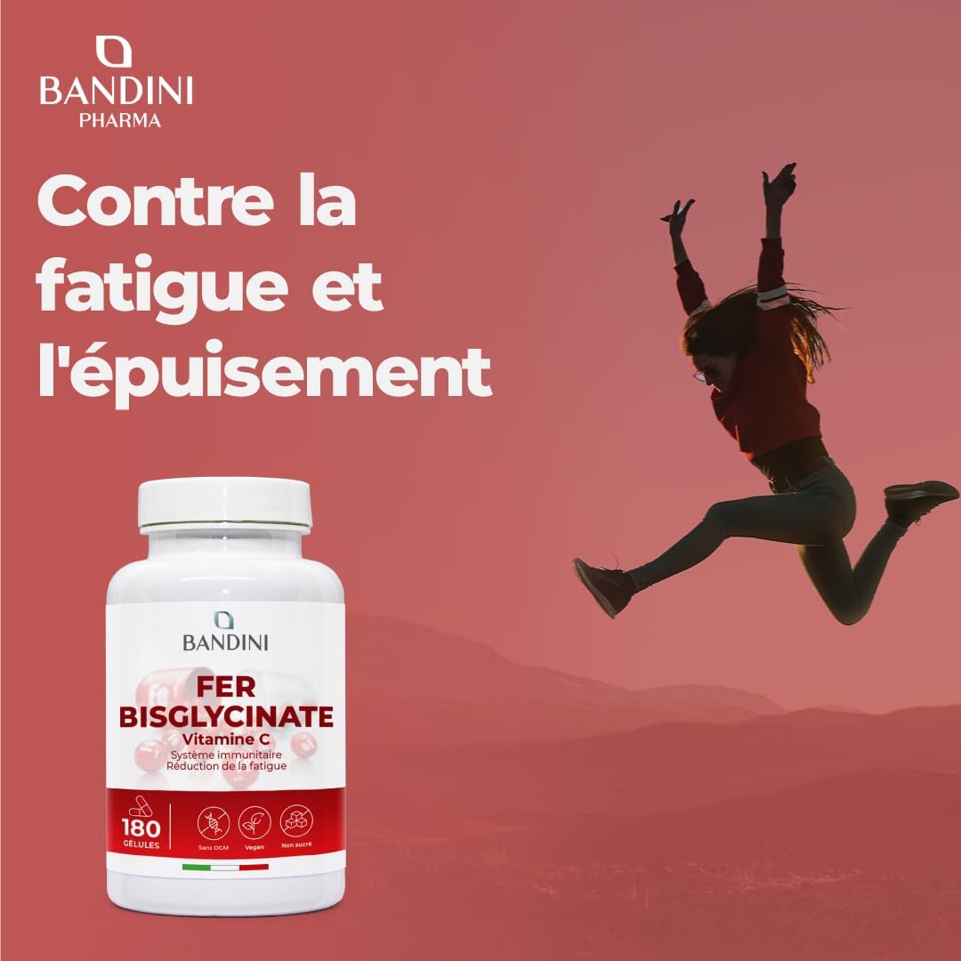 Bandini® Iron Bisglycinate 80mg 180 Capsules (6 Months) + Vitamin C and Acerola - Nutritional Supplement Absorption & Maximum Bioavailability - For Fatigue & Immune System - Vegan Capsules - Image 3
