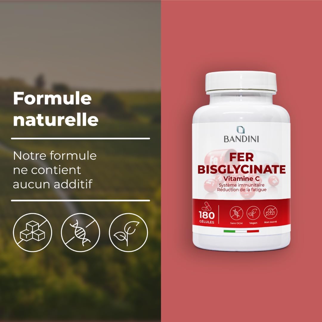 Bandini® Iron Bisglycinate 80mg 180 Capsules (6 Months) + Vitamin C and Acerola - Nutritional Supplement Absorption & Maximum Bioavailability - For Fatigue & Immune System - Vegan Capsules - Image 5