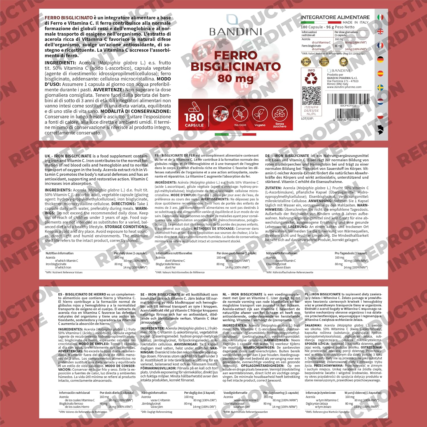 Bandini® Iron Bisglycinate 80mg 180 Capsules (6 Months) + Vitamin C and Acerola - Nutritional Supplement Absorption & Maximum Bioavailability - For Fatigue & Immune System - Vegan Capsules - Image 6