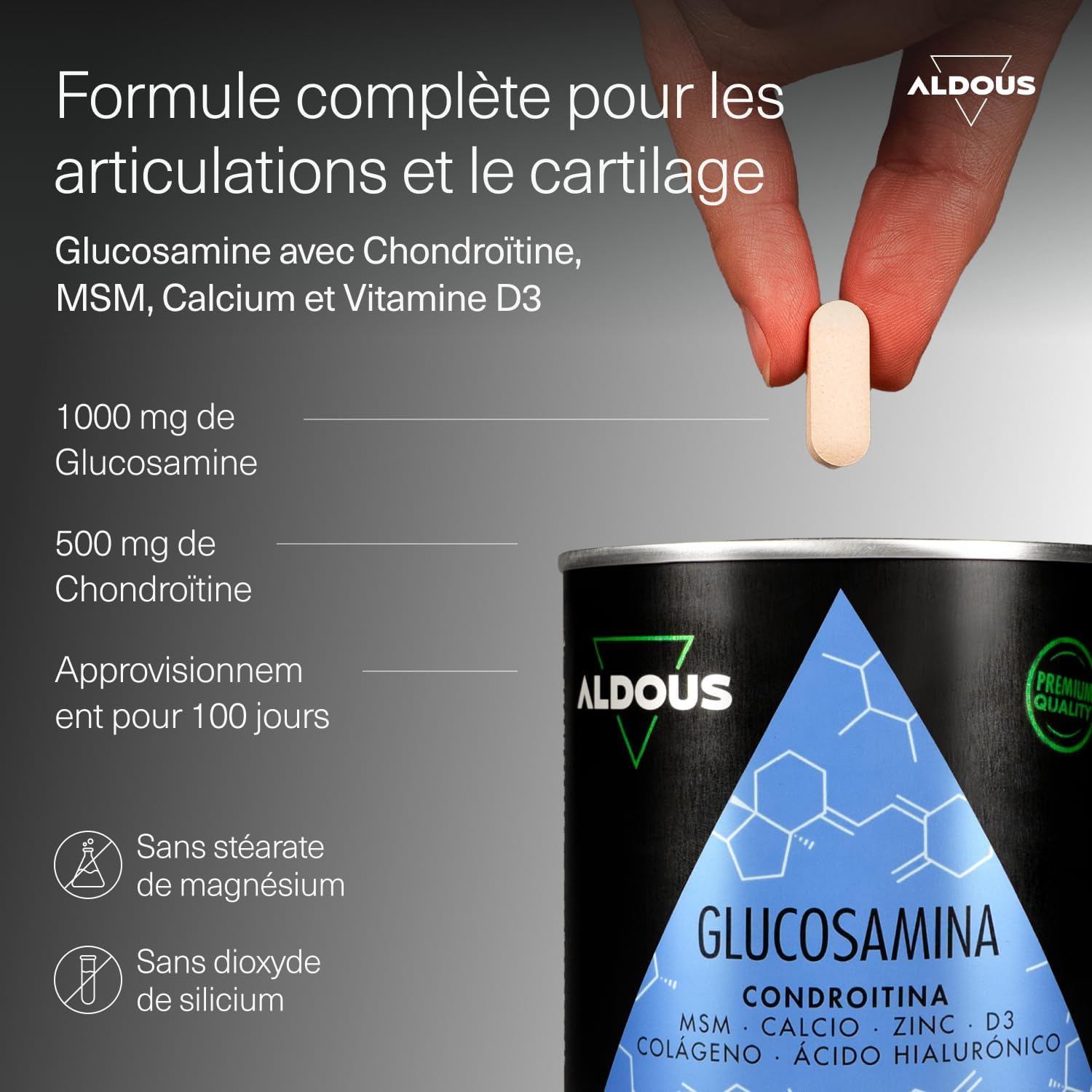 ALDOUS Glucosamine Chondroitin MSM 200 XL Tablets Collagen, Hyaluronic Acid, Zinc, Calcium & Vitamin D3 - Natural Anti-Inflammatory for Bones and Joints - Plastic Free - Image 3