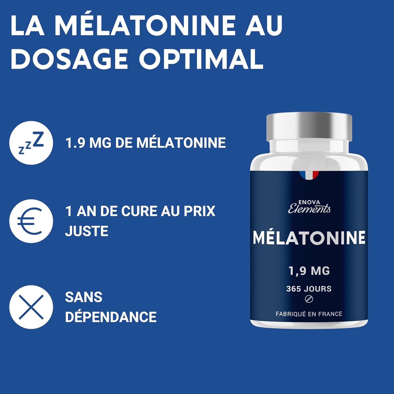 Melatonin 1,9MG - 1 Year Supply 365 Tablets - Sleep, Sleep, Jetlag - Made in France - Image 5