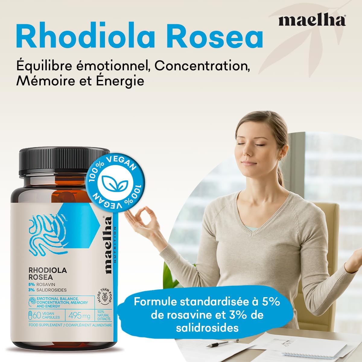 Rhodiola Rosea Fort | High Titration Supplement 5% Rosavine 3% Salidrosides | 60 Capsules | 100% Natural - Image 3