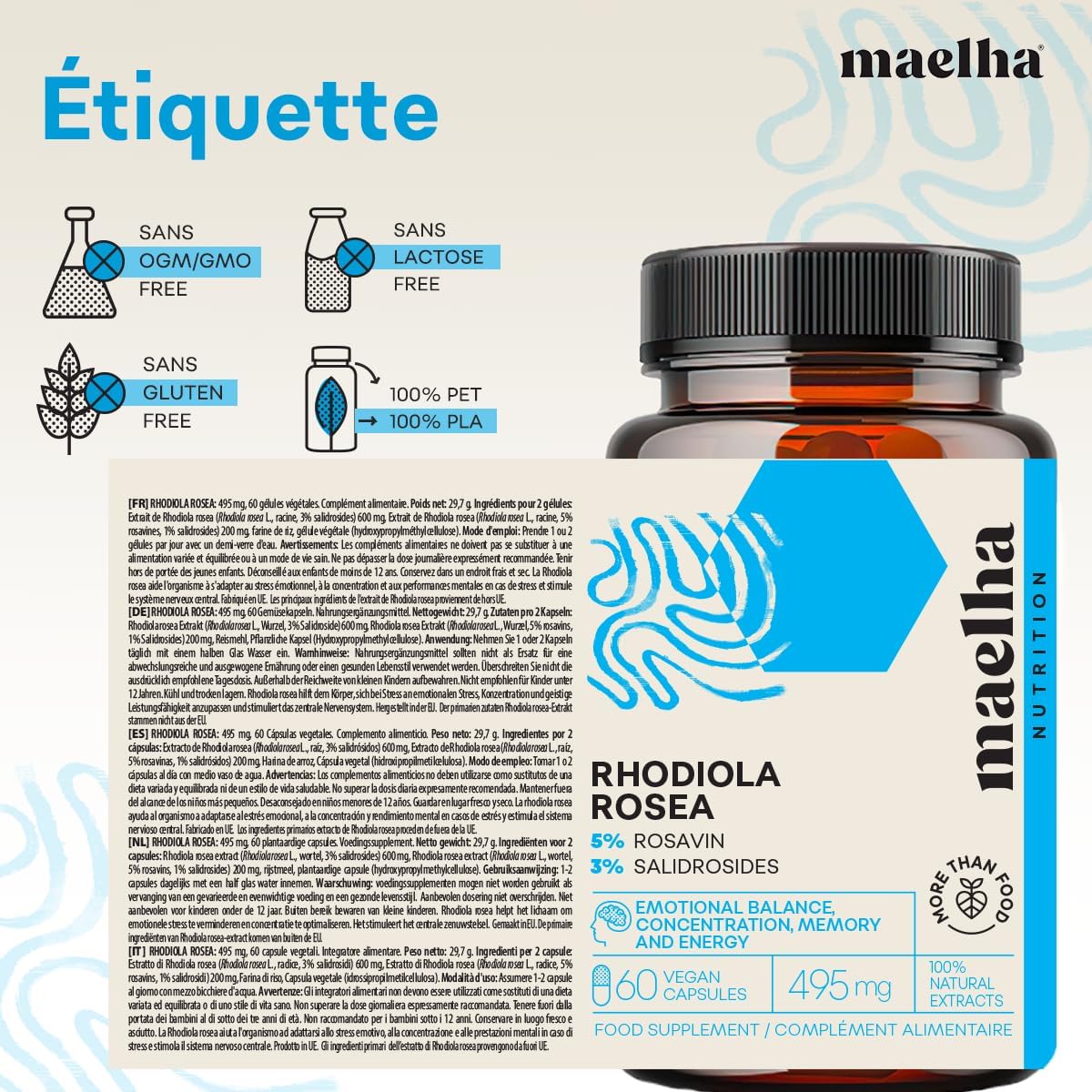 Rhodiola Rosea Fort | High Titration Supplement 5% Rosavine 3% Salidrosides | 60 Capsules | 100% Natural - Image 6