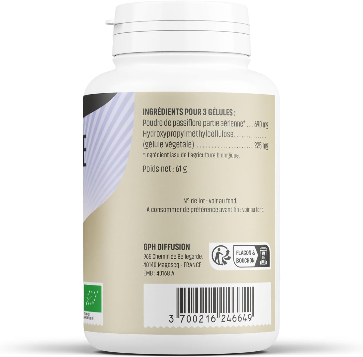 Herbes Et Plantes Passionflower Bio 200 Vegetable Capsules 230 mg - Image 4