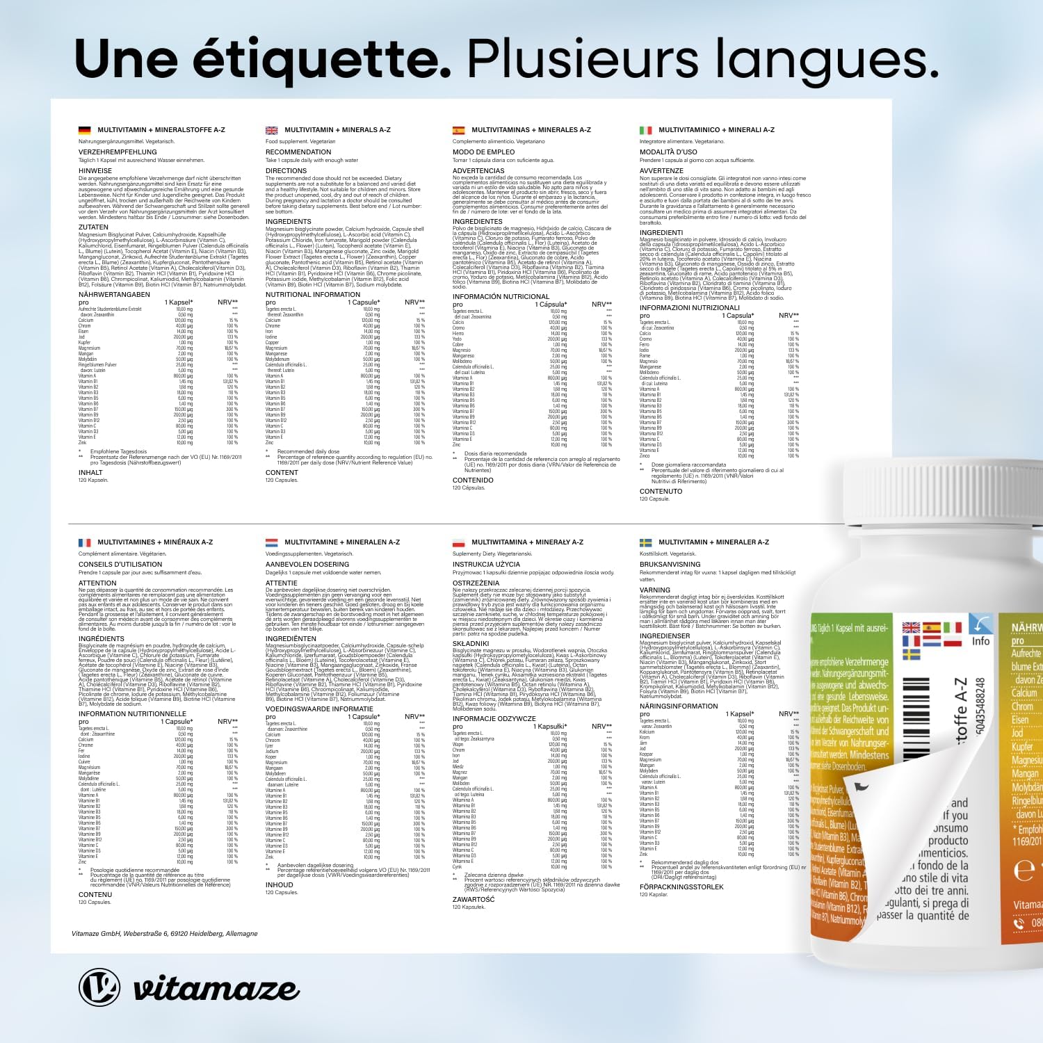 Multivitamins and Minerals 23 Vitamins A-Z & Minerals - Mineral Substances and Trace Elements - 120 Vegetarian Capsules for 4 Months - Without Unnecessary Additives… - Image 9