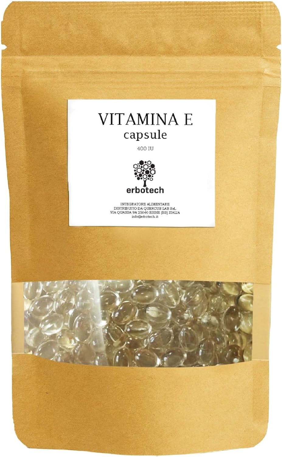 Erbotech, Vitamin E, pack of approx. 100 capsules, 400IU, vitamin E supplement, protects cells against oxidative stress, 72 g - Image 2