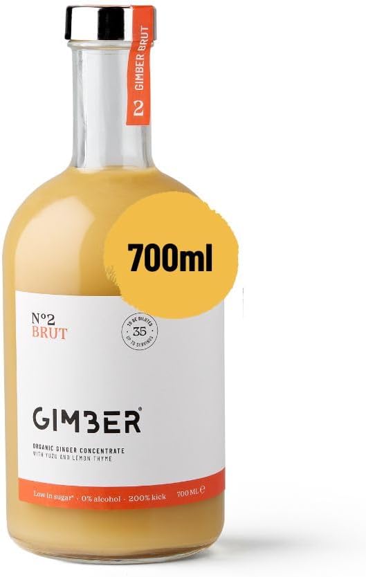 GIMBER N°2 700ml Brut - Organic Ginger Concentrate | 50% Less Sugar | Alcohol Free & Natural | Premium Organic Ginger Yuzu & Lemon Thyme Drink for Drinks & Cocktails - Image 2