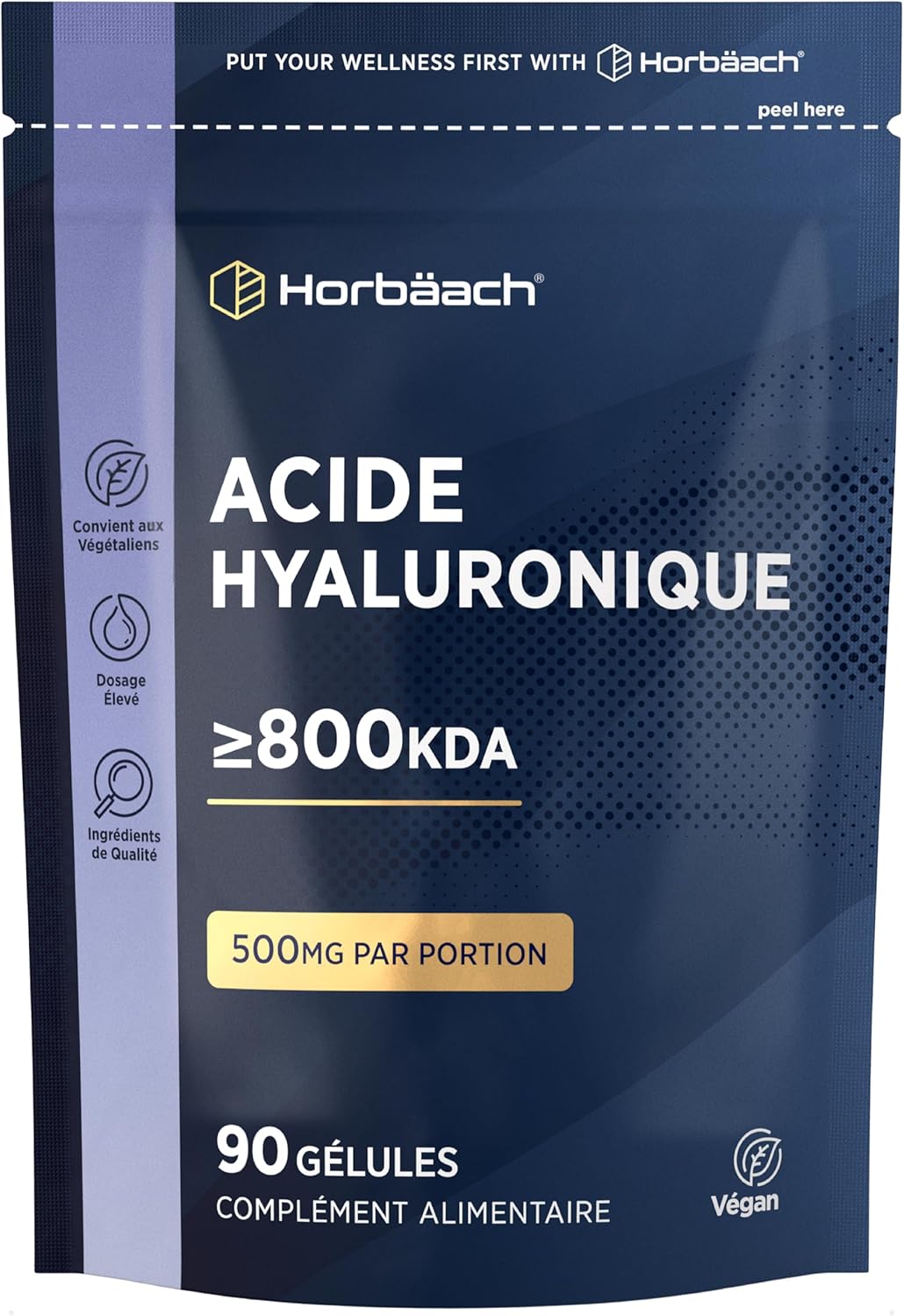 Hyaluronic Acid 800kDA | 90 Vegan Capsules | Hyaluronic Acid Capsules | High Dosed | Dietary Supplement Hair, Skin, Eyes & Joints | by Horbaach - Image 2
