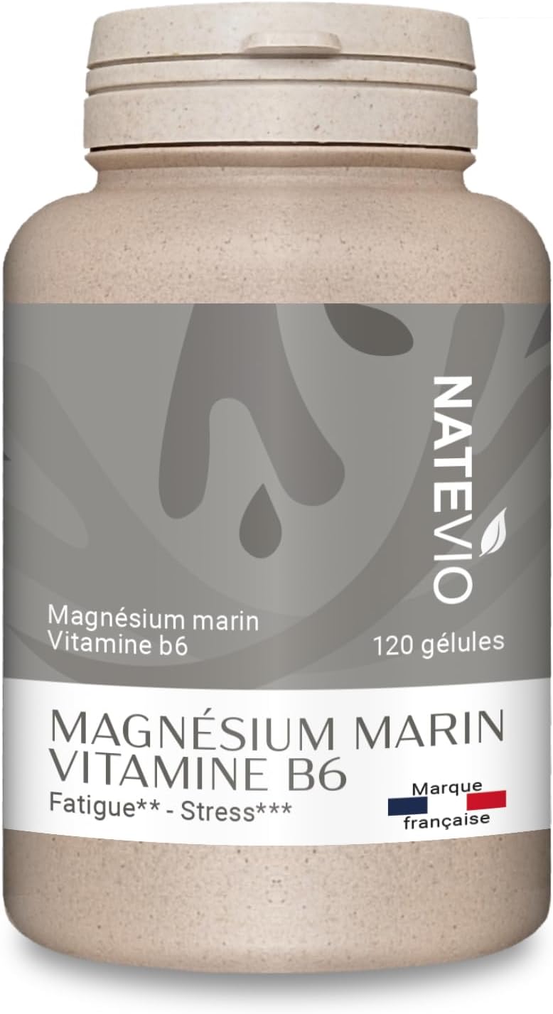 Marine Magnesium Vitamin B6-120 Vegetable Capsules - Vitamin - Fatigue - Stress Anxiety - Made in France Natevio - Image 2