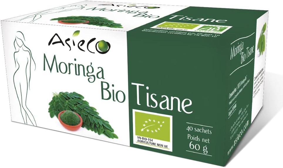 Moringa Organic Herbal Tea Box of 40 Sachets of 1.5 g - 100% Organic Moringa - Quality Product from Organic Farming Asieco - Image 2