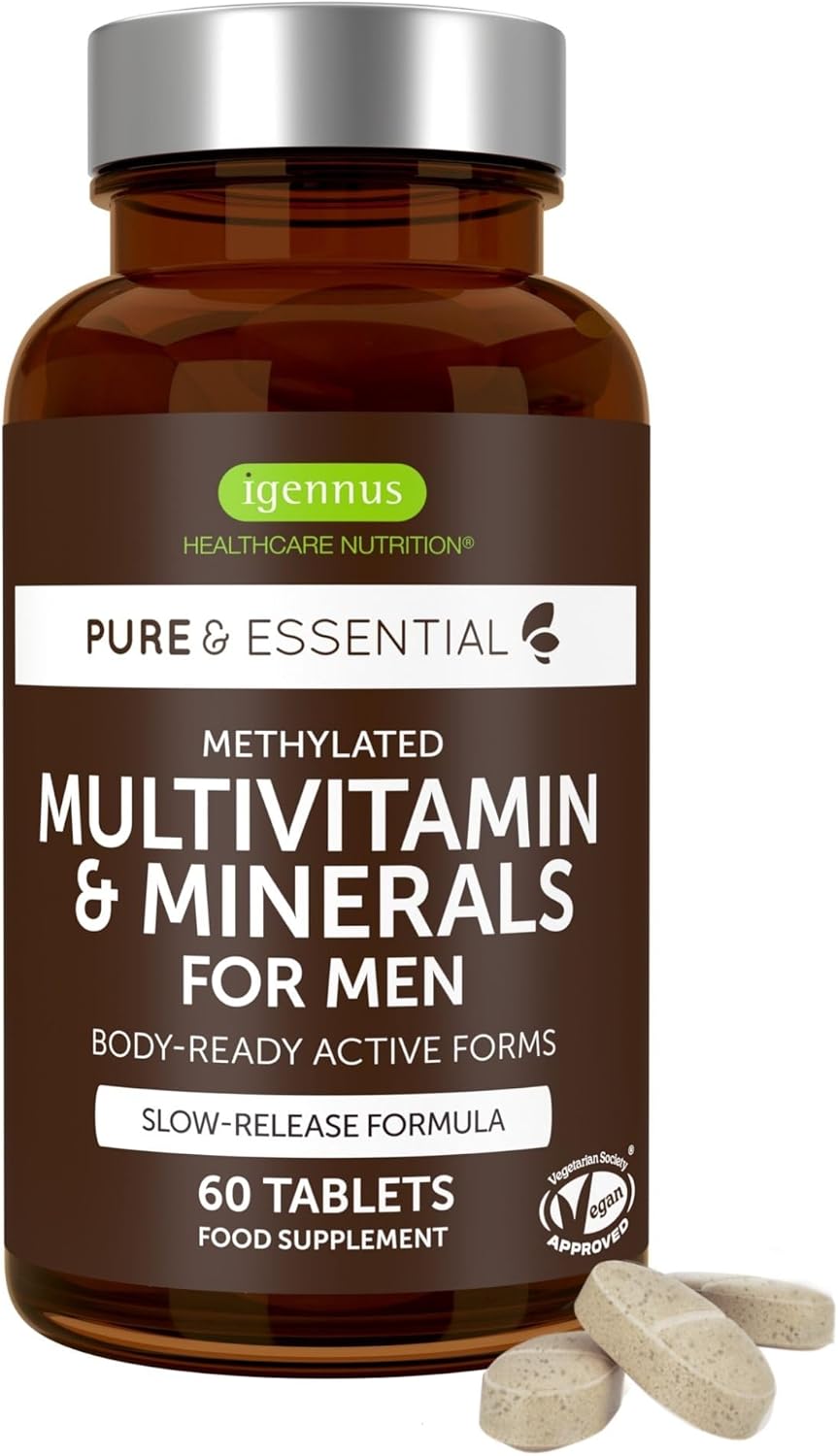 Multivitamins & Minerals for Men with Lycopene, Zinc, Vitamin D3, B6 & B12 Methylated for Energy, Immune & Heart Health, Slow Release, 60 Tablets - by Igennus - Image 2