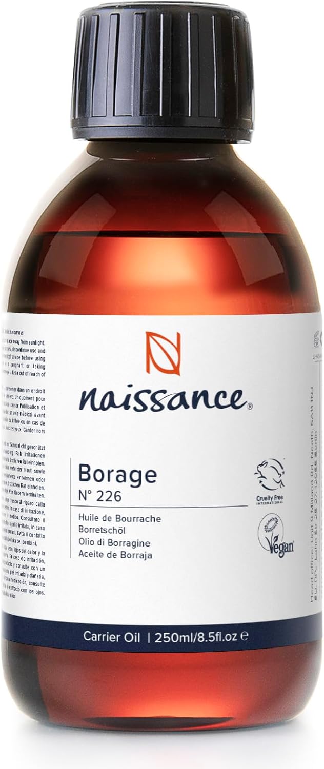 Naissance Organic Borage Oil (No. 226) - 450 ml - Rich in GLA (Gamma-Linolenic Acid) - for Skin, Face, Body, Hair, Massage, Vegan - Image 2