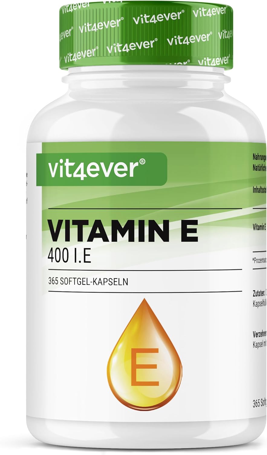 Natural Vitamin E 400 IU - 365 Softgel Capsules - Premium: Sunflower Natural Vitamin E - 12 Months Supply - High Dosed - Image 2