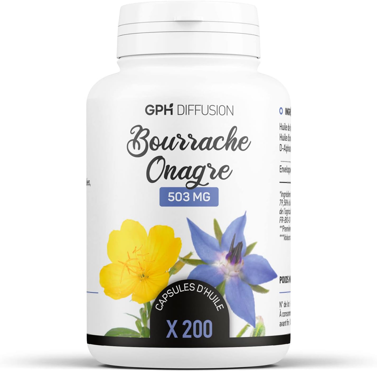 Organic Evening Primrose Borage 503 mg - 200 Marine Capsules - Image 2