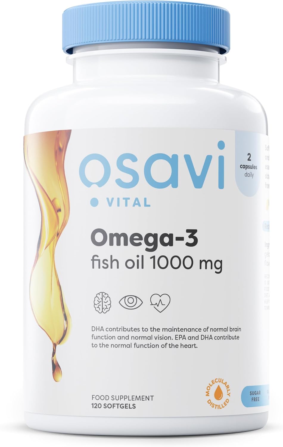 Osavi Omega-3 Fish Oil Molecularly Distilled, 1000mg (Lemon) - 120 softgels - Image 2