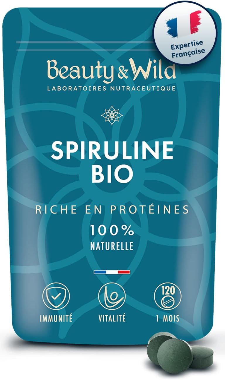 Spirulina BIO 500mg - Superfood Rich in Protein (60%) & Phycocyanin - Energy, Immunity, Detox, Endurance - Fatigue, Sport, Bodybuilding - Vegan, Natural - 120 Tablets (1 Month) - High Quality - Image 2