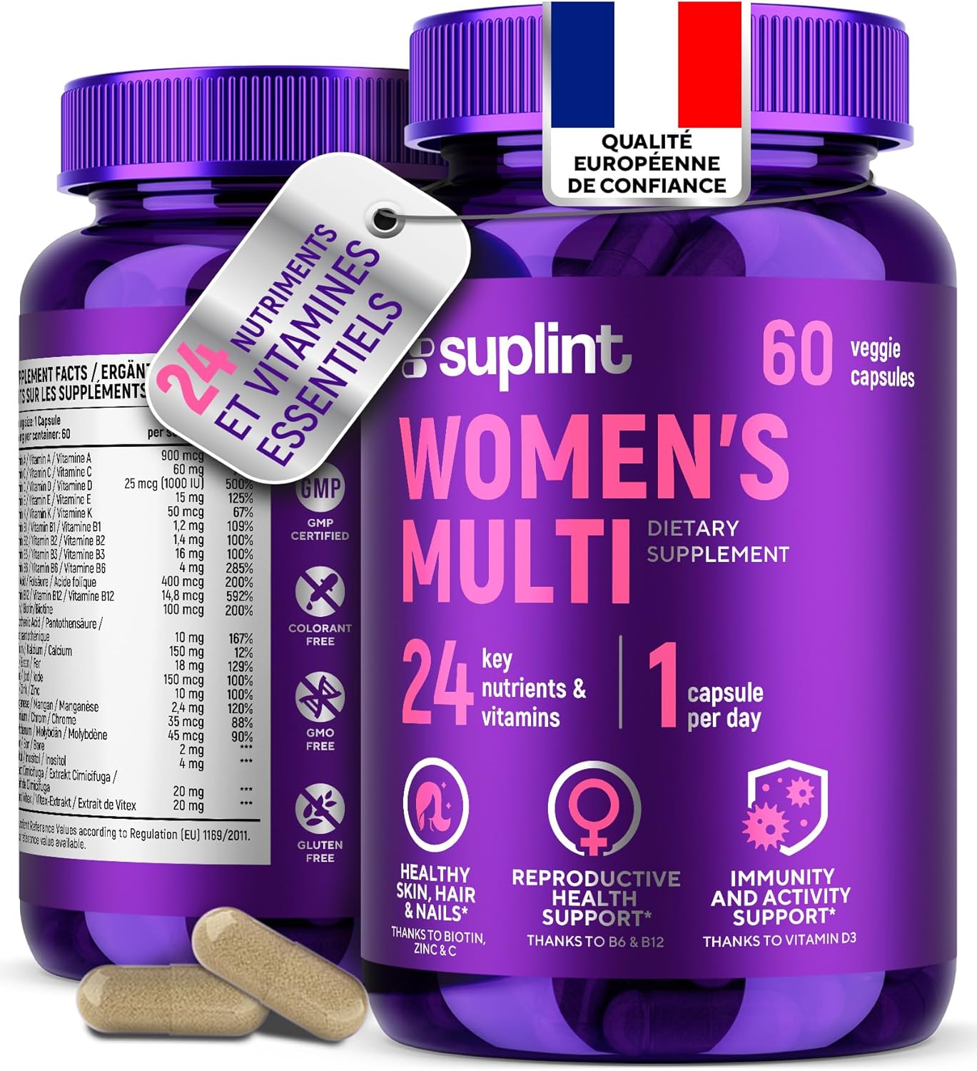 Women's High-Power Multivitamins - A-Z Complex with Vitamin B6, Iron, Zinc & Vitex - 60 Vegan Capsules - Premium Food Supplement with Multivitamins and Minerals - Image 2