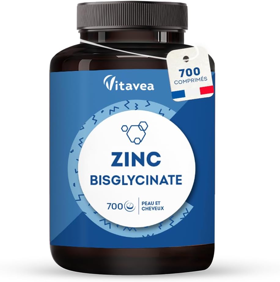 Zinc Bisglycinate 700 tablets - Acne, Skin, Hair, Immunity - Contains 46 mg of Zinc Bisglycinate (including 15mg Zinc Element) - Without Digestive Discomfort - Vegan - Made in France - Vitavea - Image 2