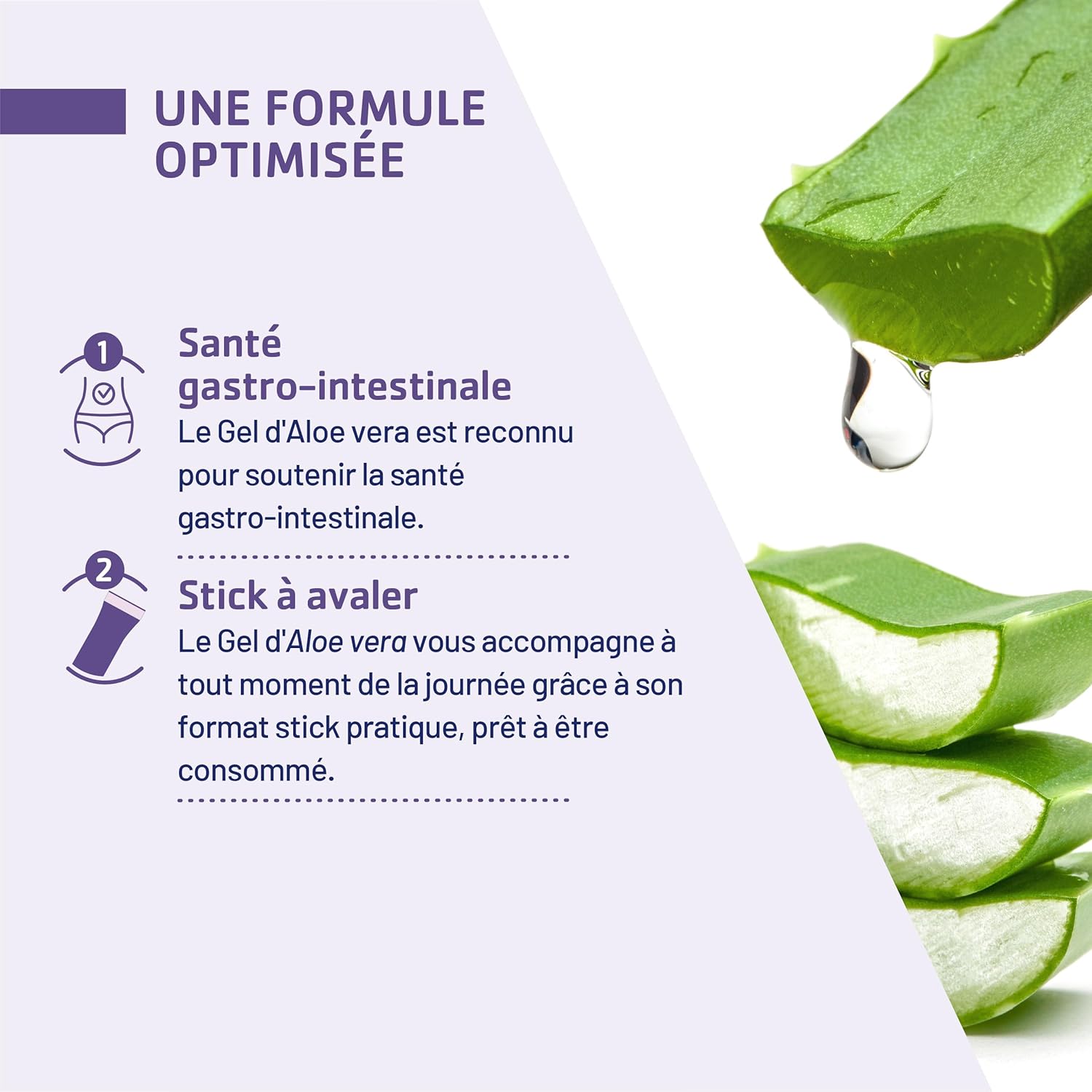 JUVAMINE, Gastrointestinal well-being, Aloe vera gel, Swallow gel, Ready to eat, Food supplement, Vegan, Made in France, 7 sticks - Image 4