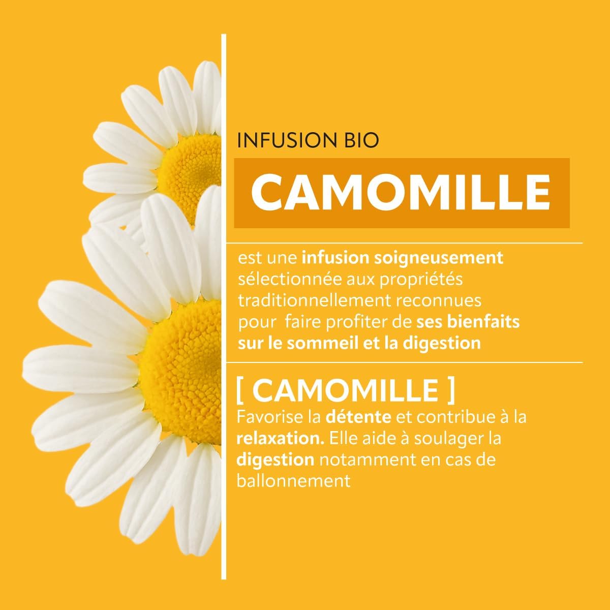 HERBESAN - ORGANIC INFUSION CAMOMILE FLOWERS - Sleep & Relaxation - Plastic-free - 20 paper bags - Image 3