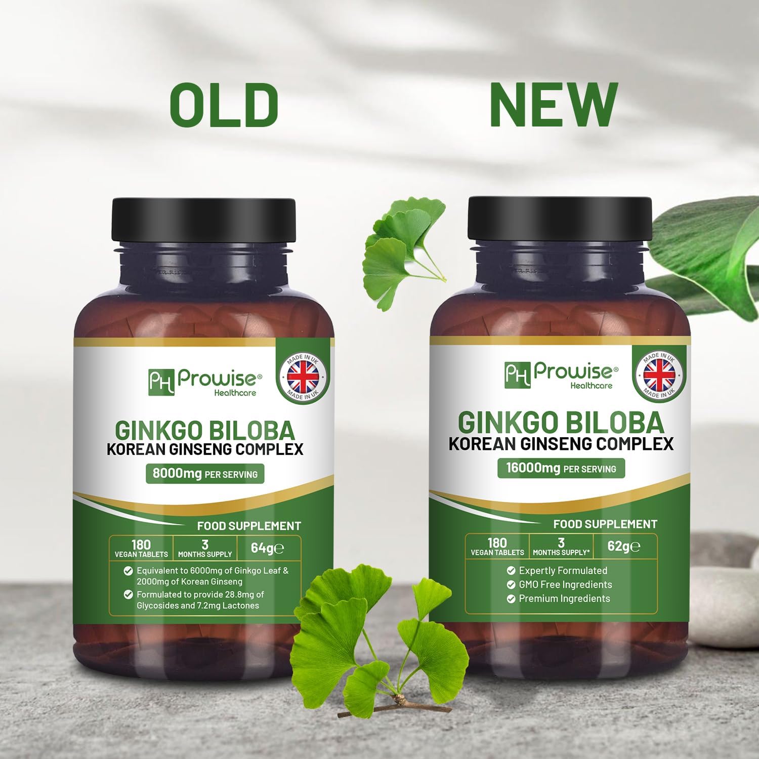 Ginkgo Biloba & Korean Ginseng Tablets 16000mg 180 Vegan Tablets | Made in the UK by Prowise Healthcare - Image 3