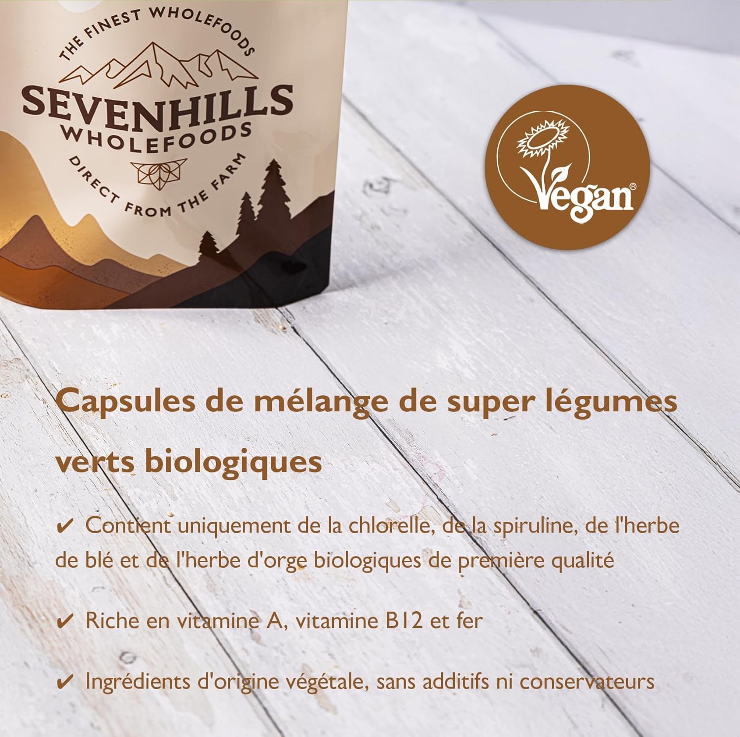 Organic Super Green Blend Capsules with Spirulina, Chlorella, Wheat Grass, Barley Grass | Supports Skin, Immunity | 180 x 500mg | Green Superfoods from Sevenhills Wholefoods - Image 4